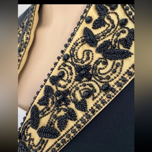 ALBERT NIPON Elegant Beaded Evening Wear 2 PC Suit Black Gold Size 10P - Picture 5 of 14